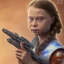 Placeholder: portrait of Greta Thunberg star wars