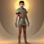 Placeholder: beautiful 12 year old arabic boy with curly hair and light blue eyes dressed in transparent loincloth