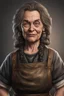 Placeholder: protrait of an ugly woman, 45 years old, realistic style, really ugly, concept art, bartender, apron, true anatomy, clothing accessories, fantasy medieval