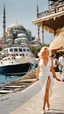 Placeholder: Marilyn Monroe in Istanbul beach walking gracefully,full body shot