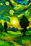 Placeholder: imagen de campo donde la luz del sol sea tenue con muchas nubes y el verde de los arboles sean del estilo van gogh