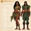 Placeholder: character concept sheet with AD&D statistics and characteristics, [illustration by Angus McBride] jane the jungle woman