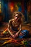 Placeholder: Bound and thrown to the floor, a woman exudes vulnerability in a fantastical setting. Her tattered gown clings to her bruised skin, hair tangled and wild. The scene is depicted in a stunning photo, showcasing intricate details and vivid colors. it captures the desperation and strength in her eyes, making the viewer feel the intensity of her situation. This masterful image blends beauty with turmoil, immersing the audience in a powerful narrative.