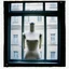 Placeholder: polaroid of a grunge display mannequin behind a window