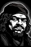 Placeholder: a revolutionary pepe the frog as che guevara's iconic black and white portrait