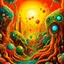 Placeholder: a high definition screen shot of a ancient comic book cover detailing the creatures found on other worlds, retrofuturistic, phototrealism, Macabre Rapture End of days Revelation scene, isanely detailed matte oil painting, sinner apotheosis,diagonal composition, unbalanced, abstract surreal horror, eerie, scary warm a colorful splash of steampunk bubbles , amazing splashscreen artwork, photoshop water art, liquid painting, swirling paint colors, ink splash, physics splashes of colors, colorful sw
