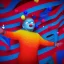 Placeholder: red, yellow, blue, primary colors, funny, goofy, abstract blob, circus, party, glitter, bokeh blur, guassian blur, tilt-shift, photograph, HD, 8k, hyper realistic, blender, 3d model, rendering, clown, bright lights, zoom in, portrait