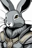 Placeholder: Gray female flemish giant rabbit drawn in the style of Jojo's Bizarre Adventure