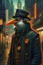 Placeholder: "Portrait of a steampunk penguin in a cyberpunk city, by Arai Yoshimune, Simon Stålenhag, and Dan Mumford Photorealism hyperdetailed trending on Artstation 8k resolution digital illustration cel-shaded Ukiyo-e romanticism expressionism impressionist"