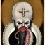 Placeholder: Vampire with yellow eyes with fleshy tentacle beard grey skin and fangs and vampire bat nose as a Russian Orthodox