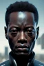 Placeholder: portrait,beautiful african robot, miles davis, post-apocalyptic in a cyberpunk city, realistic, intriacte detail, sci-fi fantasy style, volumetric lighting, particales,highly detailed,cinamatic, deep