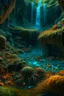 Placeholder: A cave with covered with waterfalls