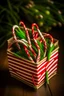 Placeholder: christmas candy canes in a seald box