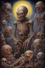 Placeholder: Lowbrow Pop Surrealism, Dark Spooky Night, Zombies, Ghosts, Creatures, Monsters, Anatomical Horrific Abomination Monster, Hideous, by Todd Schorr, H.R. Giger, Cronenberg, Robert Williams, Robert Gonsalves, Stephen Gammell, cinematic, poster, painting, illustration, dark fantasy