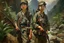 Placeholder: Japanese 1920 oil painting FEDRA from TLOU and the CRM from TWD but as Vietnam soldiers in the mountains