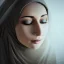 Placeholder: close up portrait of woman in hijab morphing into duststorm, blowing dust, artwork manipulation, ray tracing, sharp focus, fine detail, highly intricate, wearing bridal veil, modern surrealism painting, defined cracks and breaks, high-quality, volumetric lighting, 8k, ultrahd, George Grie, Marco Escobedo, Igor Morski,Brian Froud, Howard Lyon, Selina French,