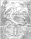 Placeholder: create a 2d black outline, "safari smiling cartoon flamingo coloring book for toddlers", coloring page, low details design, black contour, coloring page design, simple background, colorful , card style, coloring page for kids, white background, sketch style, safari landscape, cartoon style