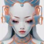 Placeholder: close-up, portrait photo, beautiful Korean porcelain girl, neon, symmetrical, minimalism