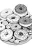 Placeholder: Doughnuts at the kitchen coloring book black and white