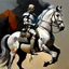 Placeholder: Knight riding a horse. Modern Art