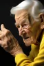 Placeholder: Old woman jabbing with a finger of her yellowing claw-like hand