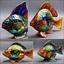 Placeholder: whimsical blown glass fish with a rainbow-hued, mosaic finish, early 20th century Art Deco. Elegant and intricate detailing super realistic