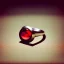 Placeholder: a red stone ring on a pedal, Bokeh, shallow depth of field, blur, out-of-focus background, Macro lens, highly detailed