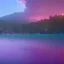 Placeholder: the camera is far away and there's couple sitting from behind looking at a lake, t's sunset, there're a lot of shades of pink and purple, flashing. the lake is reflexing tiny lights, magic universe in the sky, cinematic atmosphere, 8k, octane render, unreal engine, , by Asaf Hanuka