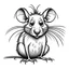 Placeholder: Rat cow, with rat ears and tail lineal caricature art