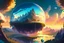 Placeholder: A digital painting of a mysterious anomalous orb in the sky surrounded by floating islands hovering above a fantasy landscape in the style of Michael Whelan, energy surge, serene countryside, lush forests, soaring mountains, impressive detail, sunset, high resolution, 4K, 8K, masterpiece