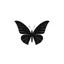 Placeholder: A minimalist logo of a realistic black butterflies, 2D, white background