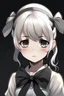 Placeholder: A cute anime sad girl with white hair and a black bow on her head