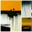 Placeholder: Melancholy Minimal abstract flat landscape painting. Rough brushstrokes and dripping paint. A single orange colour highlight with complimentary background colours. Use rule of thirds. Place the Horizon line at the top. Style of Justin Mortimer.Abstract empty landscape painting. Dripping paint. Rough. Minimal. Style of Justin Mortimer.