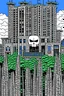 Placeholder: punisher sku;; CITY MANSION ON THE HILLLS in the style of Hiroshi Nagai