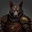 Placeholder: a wolf-like tabaxi in necromancer armour with heterochromia gold and red eyes baldurs gate style with skeleton army