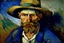 Placeholder: Self Portrait with a Straw Hat byVincent Van Gogh holding a glass of wine in this hand Image 4