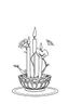 Placeholder: outline art for square Human Heart Candles Ikebana coloring page for kids, classic manga style, anime style, realistic modern cartoon style, white background, sketch style, only use outline, clean line art, no shadows, clear and well outlined