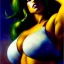 Placeholder: Drawing of beautiful face,'beautiful booty ,Busty She-Hulk',intense stare, ancient skintight armor, balanciaga fashion clothe painting by gaston bussiere, greg rutkowski, yoji shinkawa, yoshitaka amano, tsutomu nihei, donato giancola, tim hildebrandt, Oil on canvas, cinematic composition, extreme detail,fit full head inside picture,16k