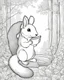 Placeholder: A captivating coloring book for kids scene featuring an squirrel in the forest, manga style.