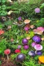 Placeholder: psychadelic garden, during a gentle rain, with mushrooms