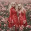 Placeholder: Elle fanning and dakota fanning , as flowers, red shiny plastic coats