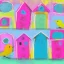 Placeholder:  pastel colors, abstract art, birds houses