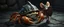 Placeholder: Small crab wearing a dented medieval helmet as a shell, dungeon floor, detailed fantasy realism, humorous creature design, high detail textures, vigilant mouse with shield