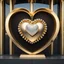 Placeholder: A magnificent golden and silver heart-shaped sign adorned with a stunning golden sphere encrusted with sparkling diamond clusters at its center, elegantly spinning in position.