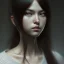 Placeholder: Japanese girl with big brown eyes and long black hair with bangs, cute, beautiful, high quality, insane detail, by Greg Rutkowski