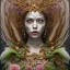 Placeholder: woolitize, frida, rusty metal, feathers, Dryad, fae, sidhe, ominous, nature, plants, wildflower, facepaint, dnd character portrait, intricate, oil on canvas, masterpiece, expert, insanely detailed, 4k resolution, retroanime style, cute big circular reflective eyes, cinematic smooth, intricate detail , soft smooth lighting, soft pastel colors, painted Renaissance style