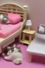 Placeholder: Sylvanian family cat and kitten hospital, hospital furniture, charts on beds, flowers in a vase on a table next to a bed