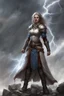 Placeholder: Female Human Cleric. “Hail pounding cobbled roofs into rubble, waves pulverizing rocks into pebbles, the crack of trees split by lightning, the crash of thunder, making the strongest men flinch... was there ever a more beautiful symphony?” You are a worshiper of destructive weather: an initiate devoted to the wrath of thunder and the divine justice of lightning. You may not be the most popular priest in your community, but few are foolish enough to risk your ire.