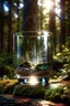 Placeholder: Create hyper-realistic photo of a glass tumbler in a wild forest. Inside, a miniature [Tehran] with landmarks. A trasparrent 3D text of [Tehran] blends naturally into the landscape . Soft bright daylight, reflections, and subtle imperfections like fingerprints. DSLR quality, sharp focus.