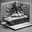 Placeholder: World of Tanks ornate Papercraft, popup book, soft shadows, ambient occlusion, monochromatic